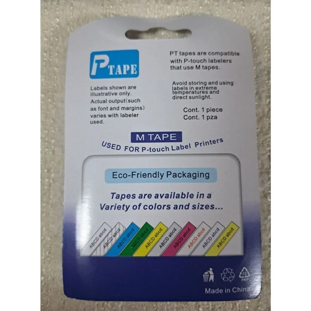 Tape for‎ P Touch Electronic Labelers M Tape Black on White 4 Packs